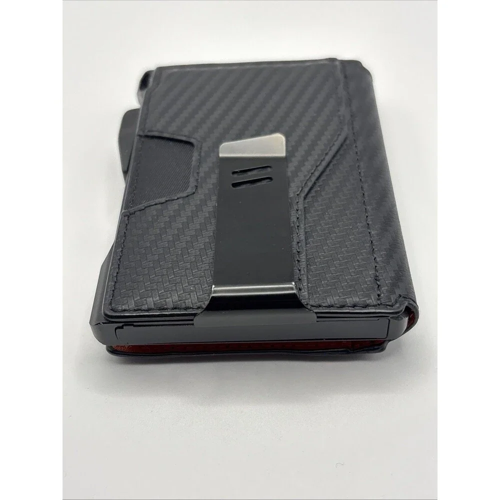 Type Men’s Carbon Fiber RFID Blocking Slim Bifold Wallet Money Clip Pop-Up